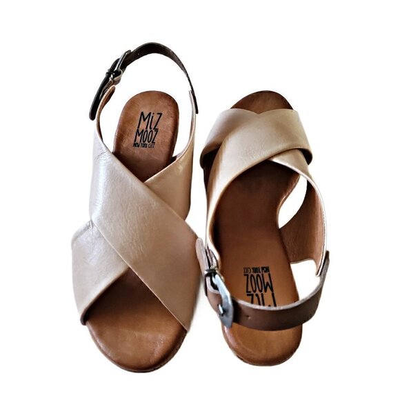 Miz Mooz Anya Cream Leather Sandals, Ladies Leather Sandals NIB - Picture 2 of 3